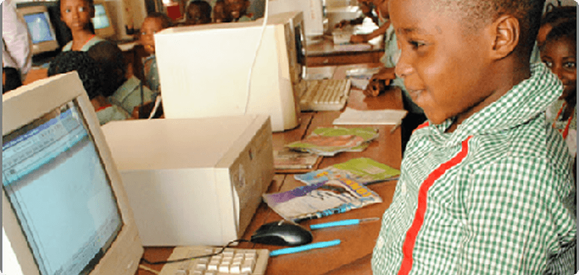 Student using a computer